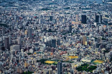 Gökyüzünden görünen Osaka kasabası. Çekim Konumu: Osaka Bölgesi