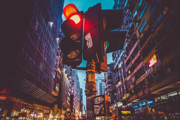 Hongkong Trafikljus Och Höghus Plats För Fotografering Hongkongs Särskilda Administrativa — Stockfoto