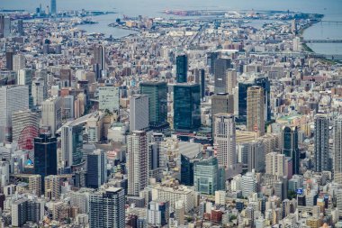 Gökyüzünden görünen Osaka kasabası. Çekim Konumu: Osaka Bölgesi