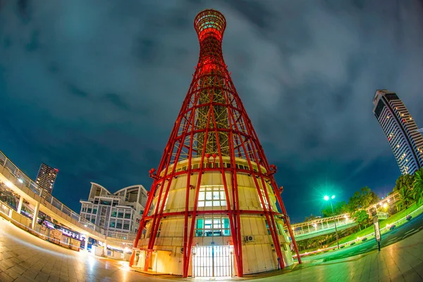 Widok Nocny Kobe Port Tower Miejsce Fotografowania Kobe City Hyogo — Zdjęcie stockowe