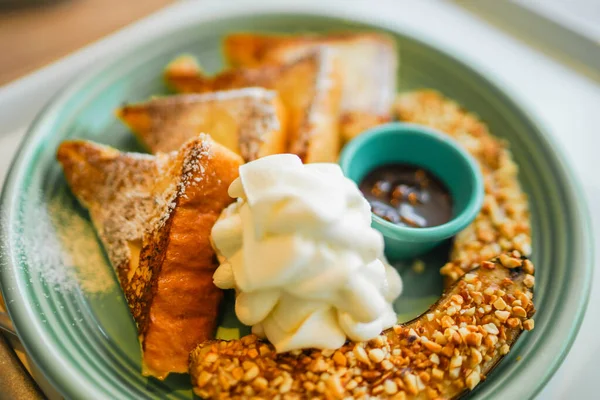 French Toast Panna Montata Colazione Ubicazione Delle Riprese Prefettura Yokohama — Foto Stock