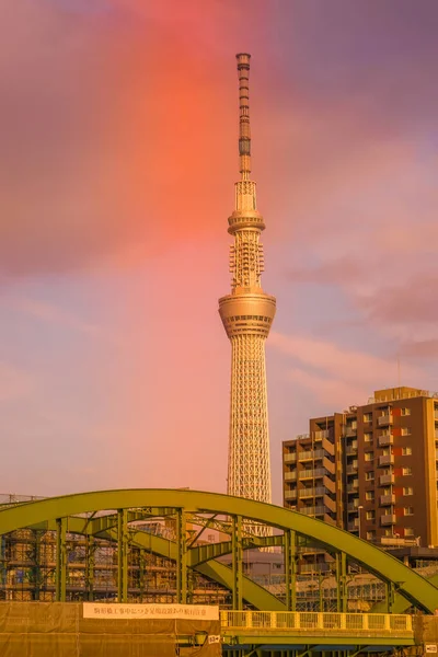 Sunset Tokyo Sky Tree Localização Tiroteio Tóquio Área Metropolitana — Fotografia de Stock