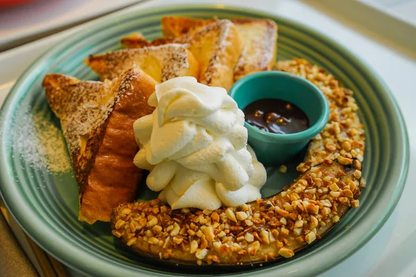 French Toast Panna Montata Colazione Ubicazione Delle Riprese Prefettura Yokohama — Foto Stock