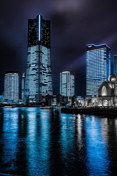 Bild Nattutsikt Över Yokohama Minato Mirai Fotografering Plats Yokohama City — Stockfoto