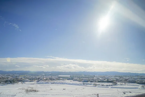 Image City Fukushima Covered Snow Shooting Location Fukushima Prefecture — Stock Photo, Image