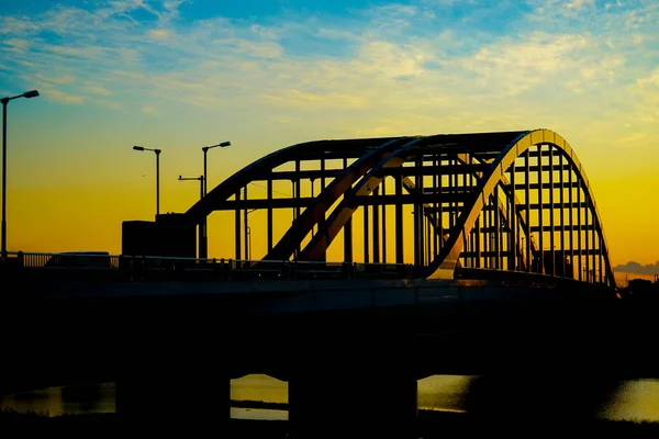 Ponte Abastecimento Água Tama Crepúsculo Localização Tiroteio Tóquio Área Metropolitana — Fotografia de Stock