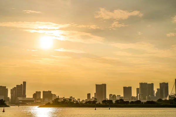 Pohled Západ Slunce Siluetou Tokijské Městské Krajiny Místo Střelby Tokijská — Stock fotografie