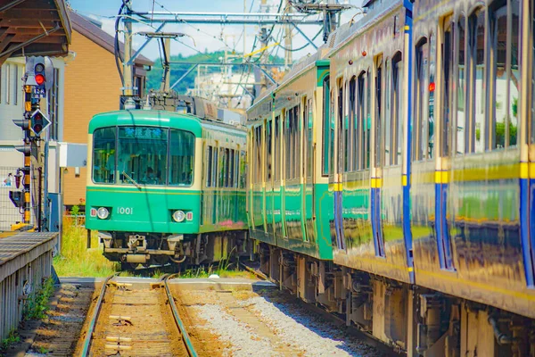 Enoshima Electric Railway Eno Line Ubicazione Delle Riprese Prefettura Kanagawa — Foto Stock