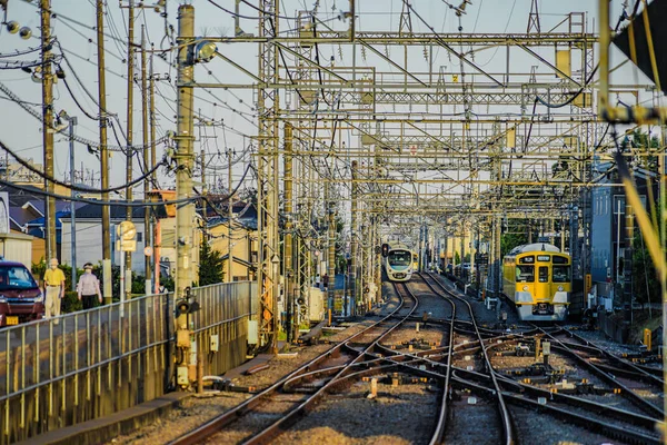 西川駅から見える西武線 撮影場所 埼玉県所沢市 — ストック写真