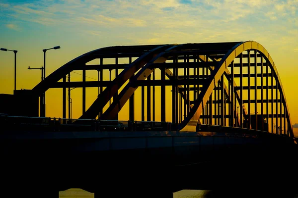 Tama Water Toevoer Brug Schemering Schietplaats Grootstedelijk Gebied Van Tokio — Stockfoto