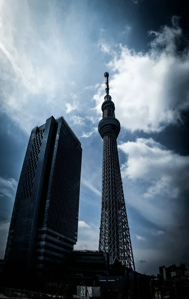 Sky Tree Τόκιο Και Συννεφιασμένος Ουρανός Τοποθεσία Λήψης Τόκιο — Φωτογραφία Αρχείου