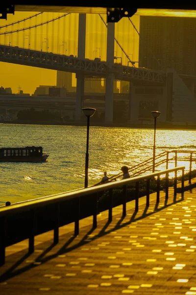 Toyosu Gurari Park People Silhouette Localização Tiroteio Tóquio Área Metropolitana — Fotografia de Stock