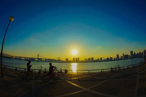 Der Toyosu Gurari Park Und Die Silhouette Der Menschen Drehort — Stockfoto