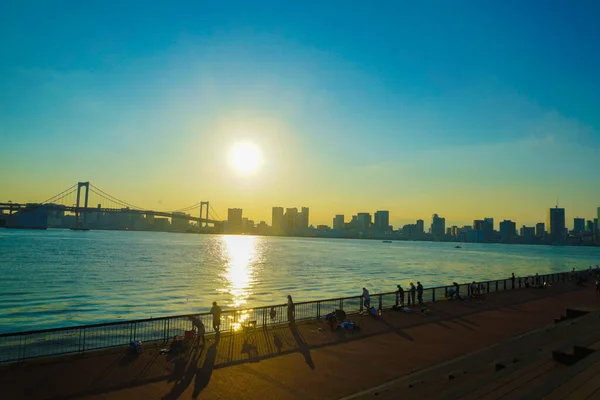 Toyosu Gurari Parkı People Silhouette Çekim Yeri Tokyo Büyükşehir Bölgesi — Stok fotoğraf