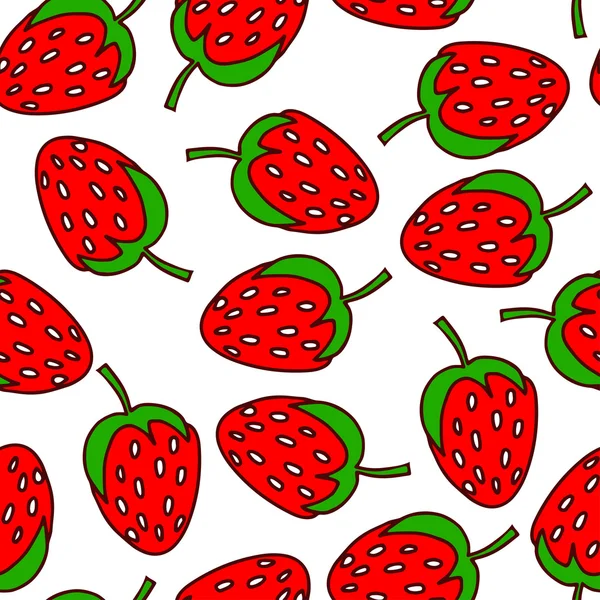 Illustration vectorielle. Modèle sans couture de gribouillis - fraises. Sur fond blanc — Image vectorielle