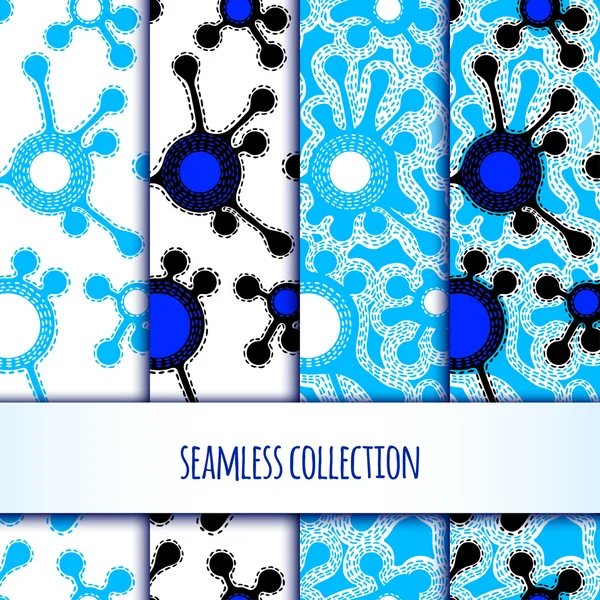 Vektorillustration. nahtloses Muster stilisierter Moleküle. blau. — Stockvektor