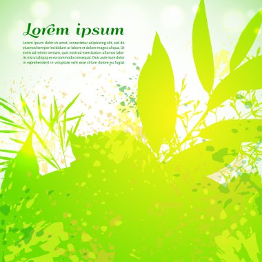 Ot ve yaprak eleman ile parlak yeşil ve sarı arka plan
