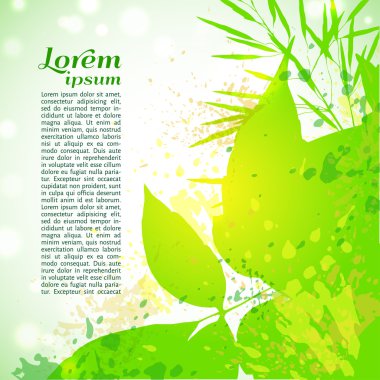 Ot ve yaprak eleman ile parlak yeşil ve sarı arka plan