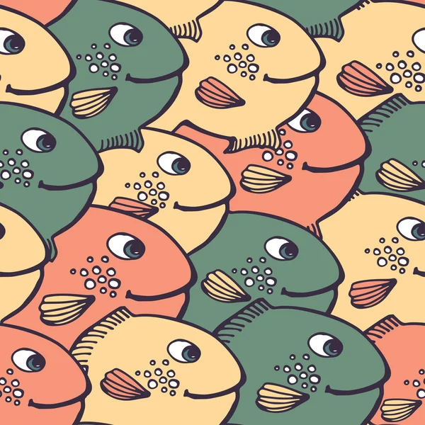 물고기와 아이 들 완벽 한 패턴 — 스톡 벡터