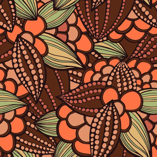 Feuilles et fruits de fèves de cacao — Image vectorielle