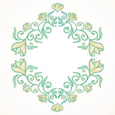 Çiçek ve yapraklı klasik çerçeve