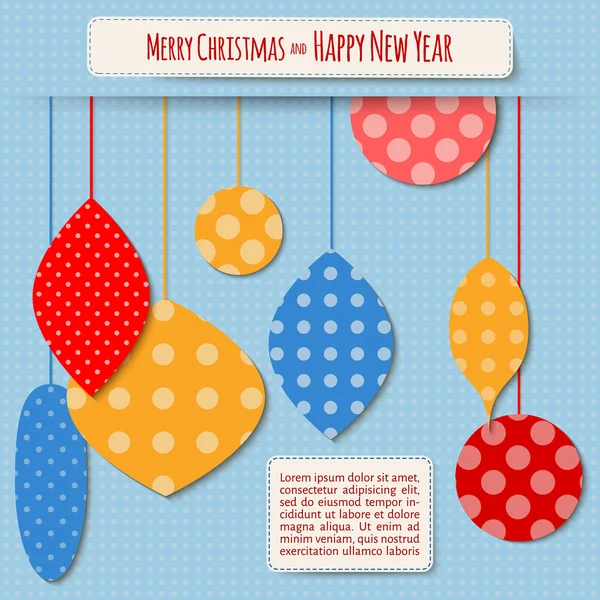 Scrapbook paper card with Christmas balls — Stock Vector