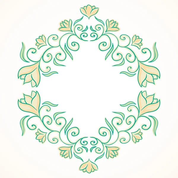 Винтажная рамка с цветами и листьями — стоковый вектор