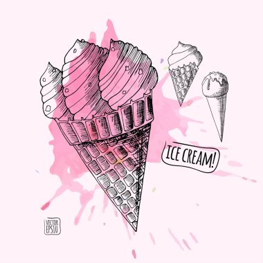 Renkli suluboya sıçramalarına dondurma