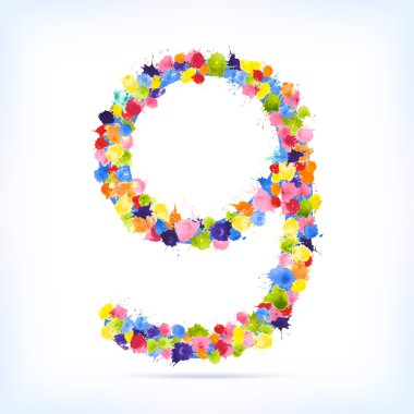 O renkli sulu boya lekesi sayı