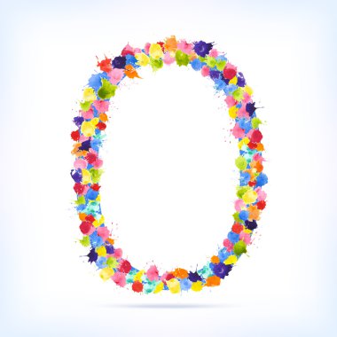O renkli sulu boya lekesi sayı