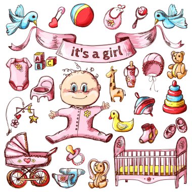 Renkli bebek kroki seti