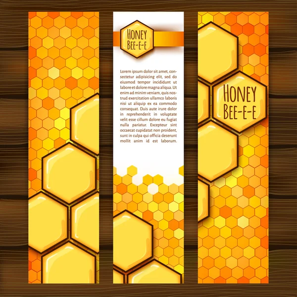 Vertical autumn banners with honeycomb — Stock Vector