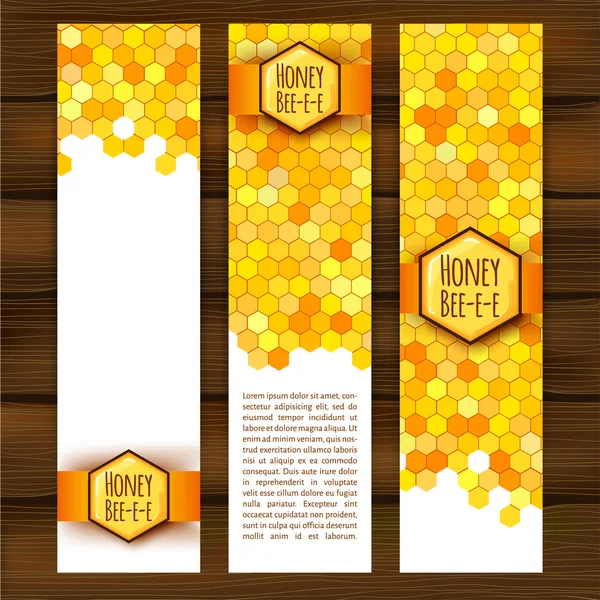 Vertical autumn banners with honeycomb — Stock Vector