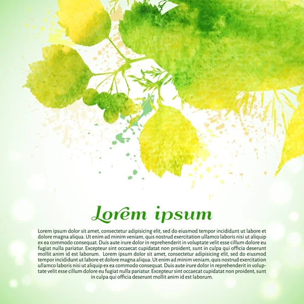 Zelené a žluté akvarel podzimní pozadí — Stockový vektor