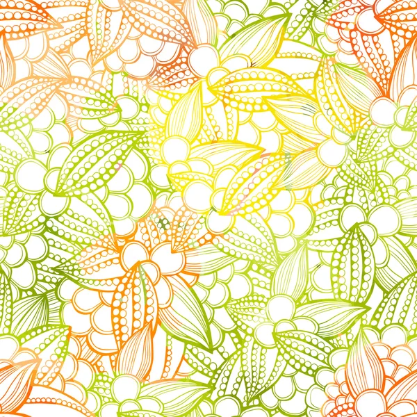Modèle sans couture de feuilles et de fruits stylisés — Image vectorielle