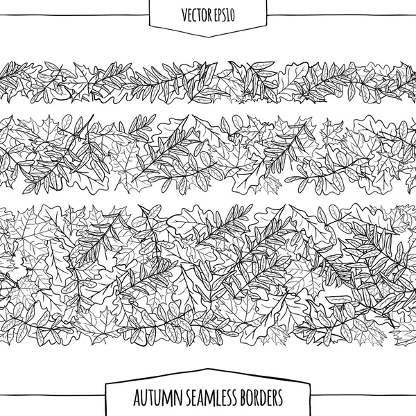 Set di confini autunnali senza soluzione di continuità — Vettoriale Stock