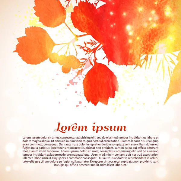Bright red autumn watercolor background — Stock Vector