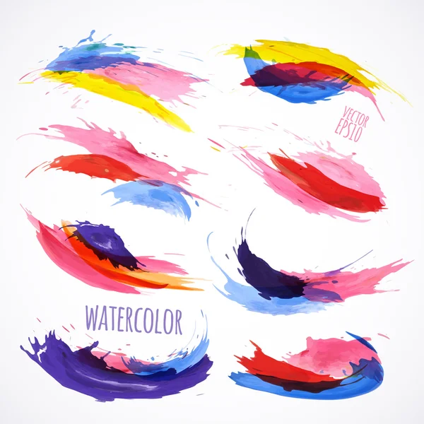 Salpicos de aquarela coloridos — Vetor de Stock