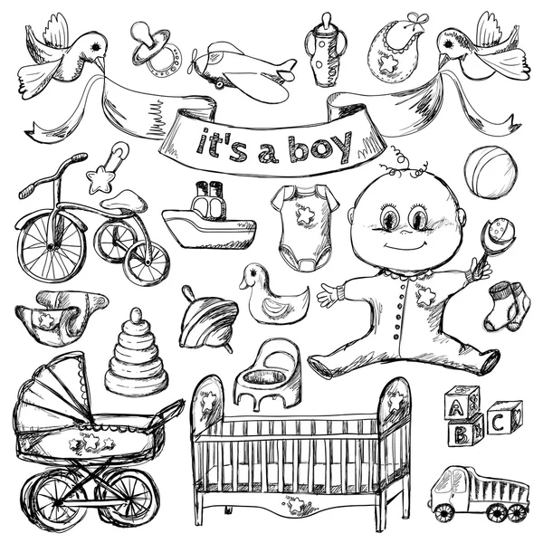 Set sketsa bayi - Stok Vektor