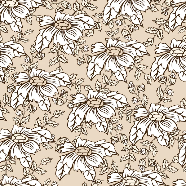 Seamless doodle floral pattern — Stock Vector