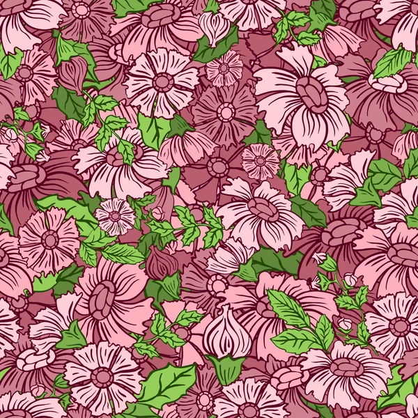 Άνευ ραφής doodle λουλουδάτο μοτίβο — Διανυσματικό Αρχείο