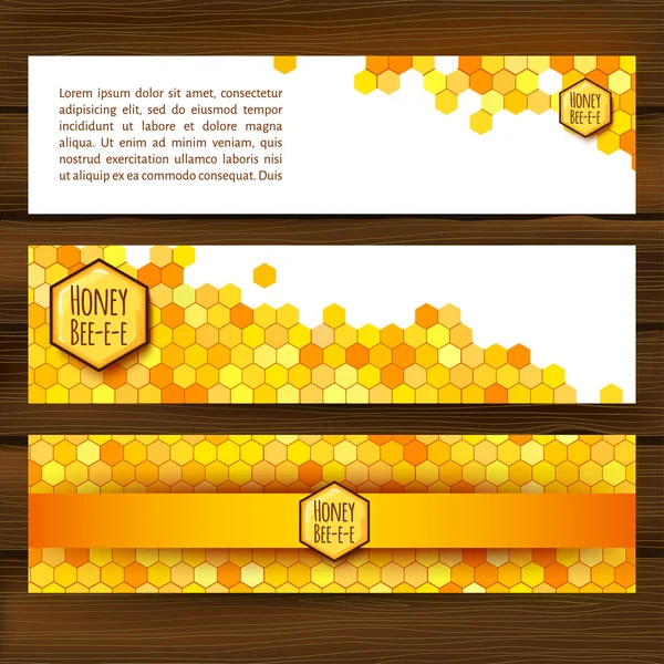 Bandeiras horizontais de outono com favo de mel Gráficos De Vetores
