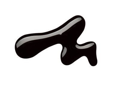 Beyaz arka planda siyah oje lekeleri var. Makro fotoğraf. Üst görünüm