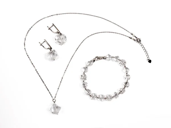 Pulsera Diamantes Imitación Cristal Elegante Lujo Pendientes Colgante Con Cadena — Foto de Stock