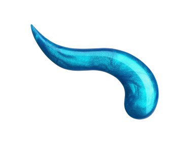 Beyaz arka planda izole edilmiş mavi oje lekeleri. Makro fotoğraf. Üst görünüm