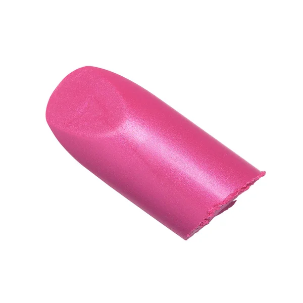 Knip Fel Roze Lippenstift Geïsoleerd Witte Achtergrond — Stockfoto