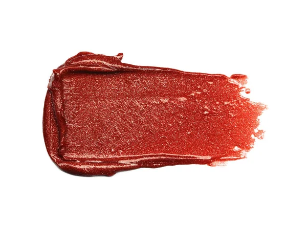 Rouge Lèvres Rouge Maculé Crémeux Liquide Isolé Sur Fond Blanc — Photo