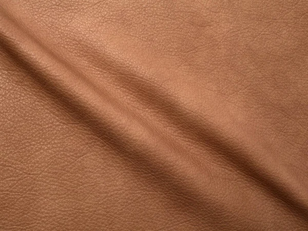 Genuine Light Brown Cattle Leather Texture Background Macro Photo — Stock Photo, Image