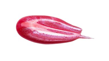 Beyaz arkaplanda izole edilmiş kırmızı dudak parlatıcısı örneği