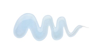 Beyaz arkaplanda izole edilmiş mavi duş jeli örneği